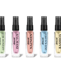 Aimani Men & Women Trial Pack Of 5 X 8ML Givenchy Blue, Invictus, Nazneen, Oud Kalimat, Rashiqa